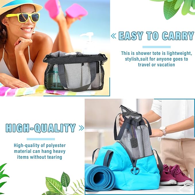12 Pcs Mesh Shower Caddy Portable 12.2 x 10.24 In Large Gym Shower Bag Bulk with Zipper Quick Dry Shower Bag Hanging Toiletry and Bath Organizer for Swimming Camping Travel College Dorm Beach Sports