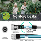 SPECILITE 175ft 304 Stainless Steel Garden Hose Metal, Heavy Duty Water Pipe with Nozzles for Yard, Outdoor - Flexible, Never Kink & Tangle, Puncture Resistant (Sliver)