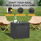 KAMABOKO 31 Gallon Outdoor Storage Box, Resin Deck Boxes Indoor and outdoor, Waterproof Storage Box Lockable Lid for Garden Tools, Package Delivery, Pool Supplies, Patio Cushions, Black