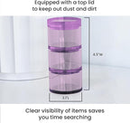 OfficeGoods 3-Tier Stackable Acrylic Holder- Stylish Desk Organizer and Storage for Office or Home – Transparent Round Design, Purple with Silver Metal Base
