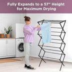 BLACK+DECKER 4-Tier Expandable Collapsible Clothes Drying Rack, Telescopic Height, Foldable Space-Saving Laundry Air Dryer for Towels, Shirts & Delicates – Durable Steel, No Tools Needed