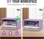 Wood Desk Organizer, 3 Tier Paper Tray Organizer for Desk with Adjustable Storage Shelves, Desktop File Organization Paper Sorter Mail Holder for Office Home Classroom, Purple