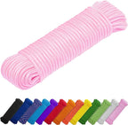 TECEUM Rope – 150 Feet x 1/4 Inch (7mm) – Pink – Strong All-Purpose Utility Rope – Camping, Crafting, Flag Pole, Indoor & Outdoor – Polypropylene Nylon Poly Lightweight Diamond Braided Cord