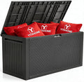 YITAHOME 90 Gallon Large Outdoor Deck Box, Lockable Waterproof Resin Storage Box with Handles, Weatherproof & UV Resistant, Patio Garden Tool Container for Outdoor Furniture, Dark Grey