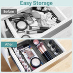 WOWBOX 13 PCS Plastic Drawer Organizer Set, Desk Drawer Divider Organizers and Storage Bins for Makeup, Jewelry, Gadgets for Kitchen, Bedroom, Bathroom, Office, Black