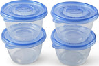 Glad GladWare to Go Lunch Food Storage Containers with Lids, Medium Round No BPA Plastic with Built-in Dressing Cup for Salads and Lunches, Microwave Dishwasher Safe, 32 Oz, 4 Count