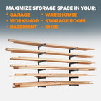 Bora Portamate Wood Organizer and Lumber Storage Metal Rack with 6-Level Wall Mount – Indoor and Outdoor Use, PBR-006B