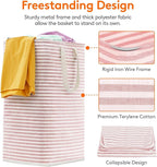 Lifewit 3 Pack Laundry Basket 80L Each, Collapsible Clothes Hamper with Reinforced Handles, Freestanding Waterproof Design for Bedroom and Laundry Room, Pink 240L Total