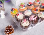 12 Count Cupcake Containers 12 Pack Cupcake Holders Plastic Stackable Cupcake Boxes with Detachable Tall Dome Lids and 144 Liners for 144 Cupcakes, BPA Free, Standard Size