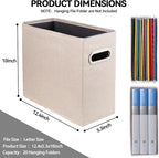 2 Pack Letter Size File Storage Box Collapsible, Fabric Hanging File Folders Organizer, Portable Office Document Holder with Metal Handle, Smooth PVC Rails, Beige