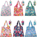 6 Pcs Reusable Shopping Bags Foldable, Machine Washable Shopping Grocery Bags in Pocket , Eco-Friendly Travel Recycle Shopping Bags, Waterproof Pouch Tote Bags for Daily Shopping Supplies load