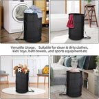 BATTOO Extra Large 107L Strong Laundry Hamper 17.5" x 27" Collapsible Laundry Baskets with Long Straps Drawstring Barrel Foldable Hamper for Laundry Room, Bathroom, Campout, College Dorm or Travel