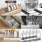 Expandable Food Storage Container Lid Organizers, 22" Pots and Pans Organizer Under Cabinet with 9 Adjustable Dividers Pot and Pan Lid Holders Rack Inside Cabinet(White,1 Pack)