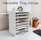 YFS 6 Tier-Desk File Organizer, Stackable Paper Tray, Printer paper Storage for Office, Sorter Organizer for Letter/A3 Office File Folder Holder -White (Horizontal-6tray(with 5 Adjustable Shelves))