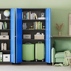 INTERGREAT Metal Storage Cabinet,72" Steel Lockable File Cabinet with Locking Doors and Adjustable Shelves,Locking Tool Cabinets for Office,Home,Garage,Gym,School (Black Blue)