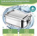 HaWare Stainless Steel Bento Box, 29oz (850ML) Lunch Box Container with Lids and 2 Removable Dividers, Metal Lunch Containers with Locking Clips, Leak-Proof Food Storage Containers for Work School