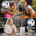 Vingud Electric Lunch Box for Adults, Heated Lunch Box Food Warmer, 80W 1.5L Portable Heating Lunchbox for Men/Work/Car/Truck, 12V 24V 110V Lonchera Eléctrica Portátil Christmas White Elephant Gifts