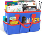 Godery Desktop Tote and Organizer, Teacher Helper Bag for Arts, Books, Stationery, Office Desk, Make-up Storage with Handles for Travel (BLUE)