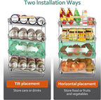 MAXIFFE 4 Tier Can Organizer for Pantry, 16.9" W×11.5" D×16.7" H, Space-Saving Adjustable Metal Hold 40 Standard 12-oz Cans Storage Rack Holder for Countertop Kitchen Soda Drinks Fruits, Chrome
