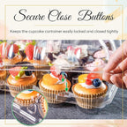 12 Count Cupcake Containers 6 Pack Cupcake Holders Plastic Clear Reusable Cupcake Containers with Detachable Tall Dome Lids Stackable Cupcake Boxes for 72 Cupcakes, BPA Free, Standard Size