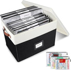 Board Game Storage, Board Game Organizer with 12pcs Zipper Bags and Writable Stickers, Board Organizers Storage with Lid for Office Supplies, Puzzles, Video Game, Craft Product