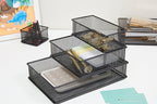 Annova Mesh Drawer Cabinet and Shelf Organizer Bins Storage Basket School Office Supply Holder Tray- Set of 2 (Black, 3x6x2 Inch)