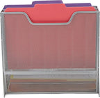 Mind Reader Metal Mesh Desktop File Organizer, 3-Tier Paper Tray with 5 Compartments, Office Mail Sorter, Silver