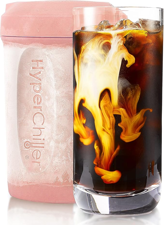 HyperChiller HC2RG Patented Iced Coffee/Beverage Cooler, NEW, IMPROVED,STRONGER AND MORE DURABLE! Ready in One Minute, Reusable for Iced Tea, Wine, Spirits, Alcohol, Juice, 12.5 Oz, Rose Gold