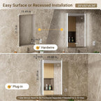 20x32 LED Bathroom Medicine Cabinet Mirror with Smart Night Lamp, Surface or Recessed Fogless Lighted Medicine Cabinet Mirror with Outlet &Clock,Built-in Sensor Light& Soft-Close Right-Hinge