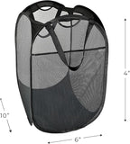 Smart Design Deluxe Mesh Pop Up Square Laundry Hamper w/ Side Pocket & Handles - VentilAir Fabric Collapsible Design - for Clothes & Laundry - Home - (Holds 2 Loads) (14 x 23 Inch) [Black]