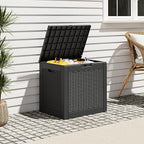Outdoor Storage Box, Resin Deck Boxes Indoor and outdoor, Waterproof Storage Box Lockable Lid (Black, 31 Gallon)