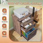 DEVAISE 3-Drawer File Cabinet with Hanging Files, Mobile Rolling Storage Cabinet for Home Office, Printer Stand, Farmhouse Style, Dark Brown