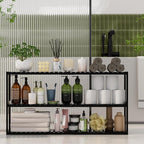 Extra Long Bathroom Organizer Storage Shelves 100% Bamboo Adjustable Height Over The Toilet Storage Floating Shelf for Wall Shower Shelf Can Placed in The Bathroom Kitchen Living Room for Multi Usage