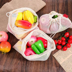 5 Pack Mesh Produce Bags, Reusable Produce Storage Bags Washable Eco Friendly Lightweight Storage Produces Bag Durable Double Stitched with Drawstring Reusable Food Storages Bag for Fruit Vegetable