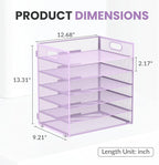 Daltack 6 Tier Paper Organizer for Desk, Paper Letter Tray Organizer for Desks, Mesh Desk File Organizers with Handle for Office, Home, School, Purple