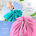Extra Large Travel Laundry Bag - 2-Pack Fun Print Design Bags for Dirty Clothes - Durable Water-Resistant Fabric - Sturdy Drawstring Closure (Pink-Teal | Smell Me If You Dare)