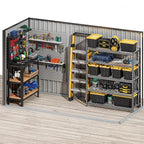 DWVO 8.5' x 3.5' Outdoor Storage Shed, Lockable Double Doors, Sloped Roof, Heavy-Duty Steel Shed for Garden & Patio, Large Backyard Tool Organizer, Dark Gray