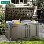 YITAHOME 90 Gallon Double-Wall Deck Box with Side Handles, Outdoor Large Storage for Patio Furniture Cushions, Garden Pool Accessories, Water Resistant & Lockable