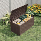 Garvee 120 Gallon Waterproof Large Resin Deck Box Indoor Outdoor, Lockable Storage Container for Patio Furniture Tools, Waterproof Deck Box with Hydraulic Rod Patio Storage Bin for Pool Garden, Brown