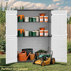 DWVO 59 Cu. Ft. Vertical Storage Shed, Weatherproof Outdoor Tall Cabinet with Double-Wall Panels and Floor, Lockable Resin Shed for Garden, Garage, Patio, Light Gray (Shelves Not Included)