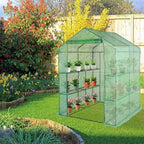 57 x 57 x 74'' Greenhouses for Outdoors, Durable Green House Kit with Window, Thicken PE Cover, 3 Tiers 8 Shelves, Heavy Duty Walk in Green Houses for Indoor Backyard Outside