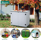 YITAHOME Outdoor Horizontal Storage Sheds w/o Shelf, 35 Cu Ft Lockable Resin Waterproof Shed, Ideal for Garden Tools, Easy to Assemble, Light Gray