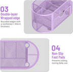 SUPEASY Mesh Desk Organizer, Desk Accessories & Workspace Organizers with Drawers, Pencil Holder for Desk with 9 Compartments for Office Suppliess, 8.6 x 4.3 x 4.1 Inch, Purple