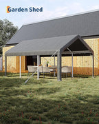 GarveeLife 10x20 ft Portable Garage, Car Port with 200 g PE Tarp Cover, with Front & Rear Roll-Up Doors and 4 Windows, for Temporary Paint Booth, Boats&Pickups Shed, and Event Shelter, Gray