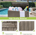 Greesum 120 Gallon Deck Box, Resin Outdoor Storage Container for Patio Furniture, Garden Tools, Pool Accessories, Weatherproof, Lockable, Coffee