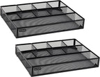 Mind Reader Drawer Organizer, Desk Org, Utensil Organizer, Office, Kitchen, Metal Mesh, Set of 2, Black