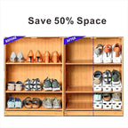 Shoe Slots Organizer, 36PCS Adjustable Double Layer Stack Shoe Rack, 50% Space-Saving Storage Rack Holder, White