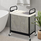 STO STO Laundry Hamper 2 Section, 100L Rolling Laundry Sorter Cart with Removable and Washable Liner Bag, Clothes Hamper with Wheels and Metal Handle for Laundry Room and Bedroom