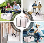 6 Pack Heavy Duty Large Moving Bags W/Backpack Straps - Strong Handles & Zippers, Storage Totes For Space Saving, Fold Flat, Alternative to Moving Box and Storage Bin, Semi-Transparent