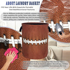 Funny Football Laundry Basket Oxford Cloth Ball Texture Laundry Hamper With Handle Foldable Portable Clothes Storage Basket Football Laundry Bag 18.9"x16.5" For Laundry Room/Bedroom/Bathrooms